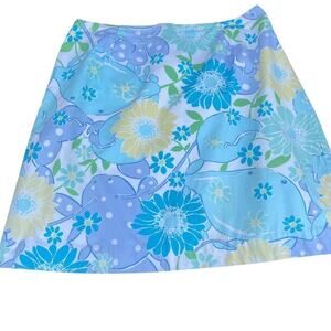 Lilly Pulitzer White Label Light Blue Yellow White King Crab Printed Skirt